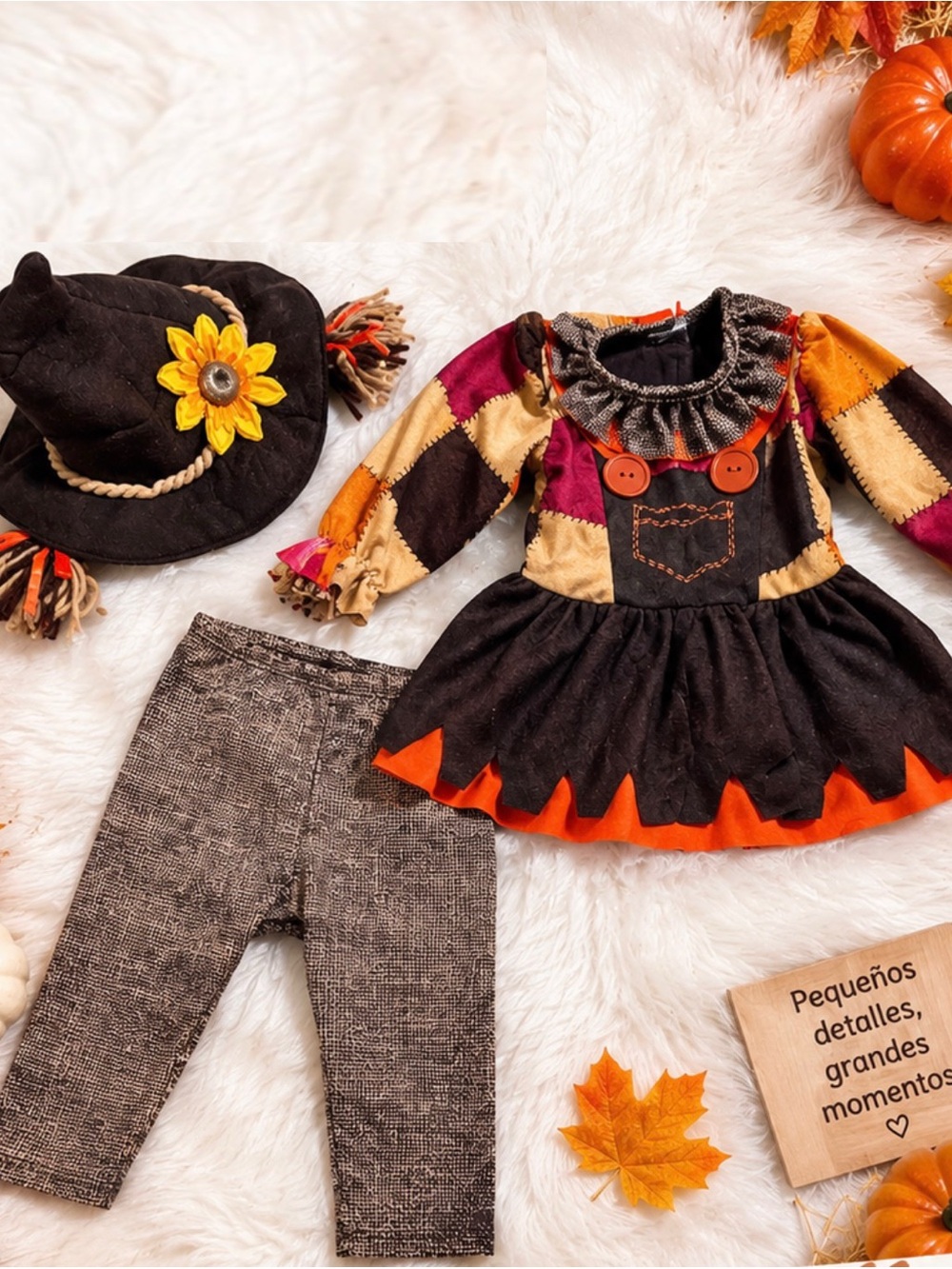 Spirit Black and Orange Patchwork Scarecrow Dress Set